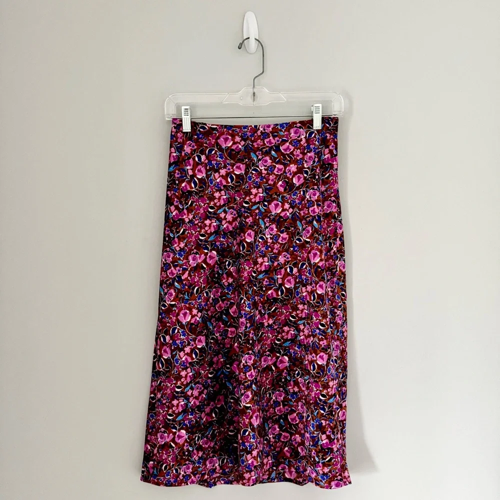J.Crew Slip Skirt in Warm Chicory Pressed Dahlia NWT